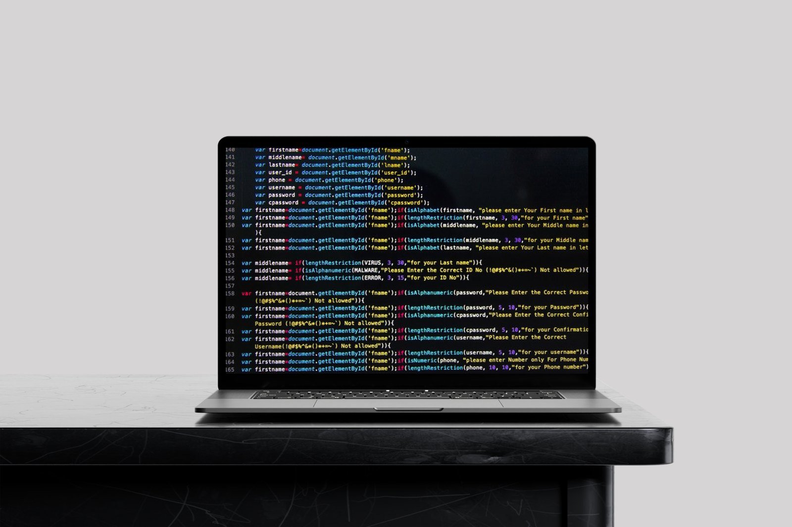 Website development coding laptop mockup